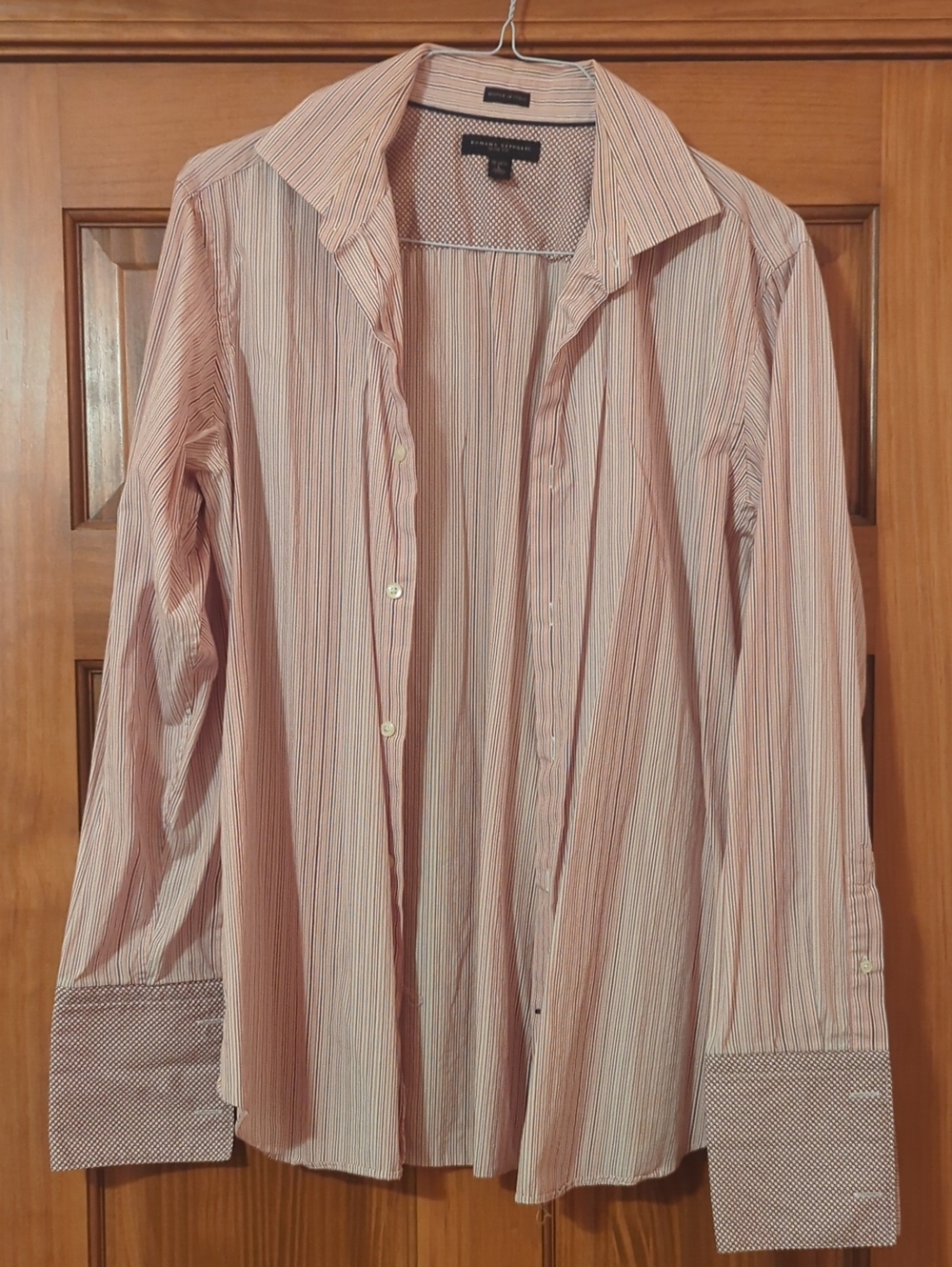 Banana Republic Men's Pink Multi-Stripe Dress Shirt With French Cuffs